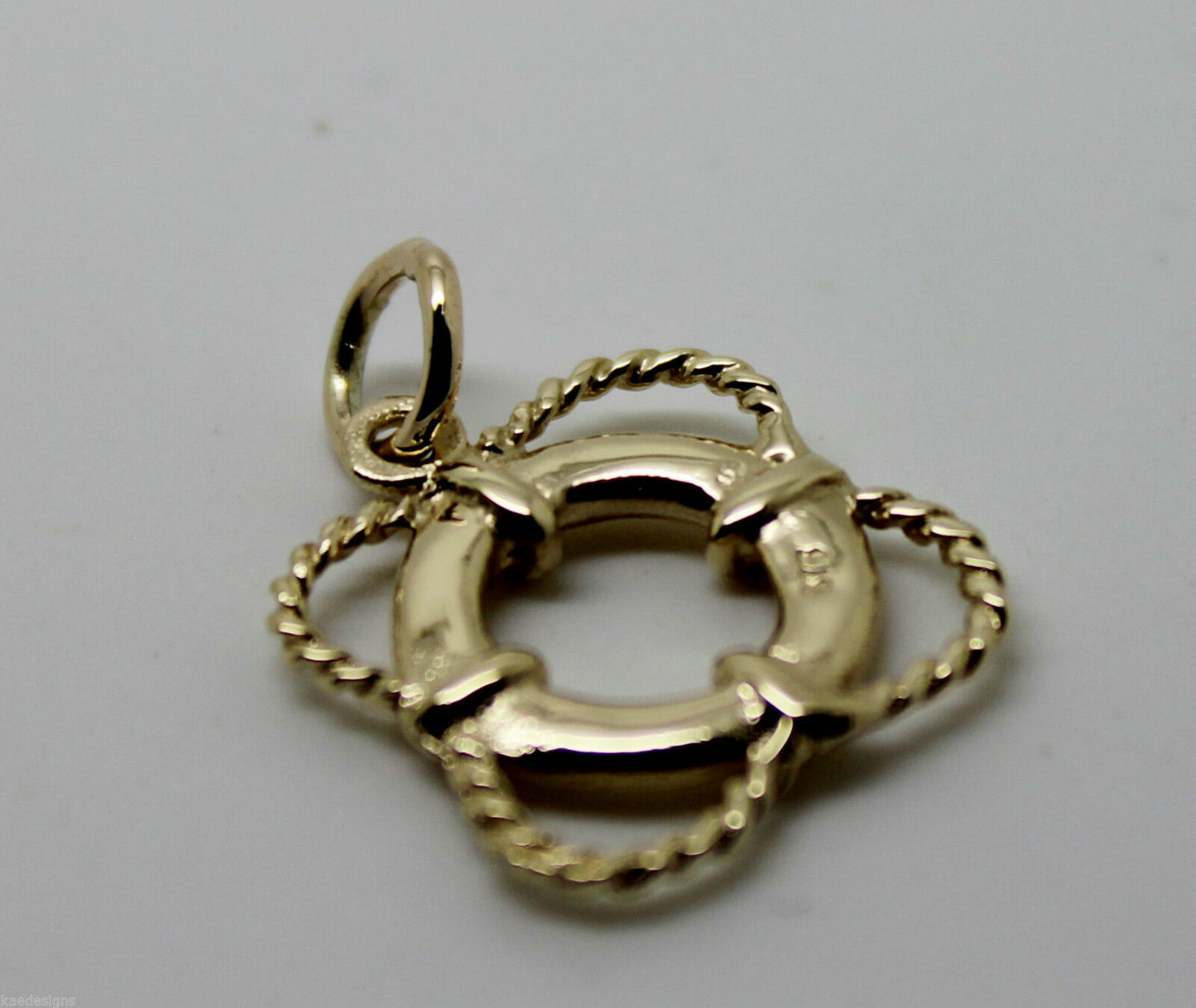 Genuine 9ct 9k 375 Yellow or Rose or White Gold Life Ring Nautical Pendant