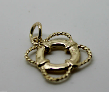 Genuine 9ct 9k 375 Yellow or Rose or White Gold Life Ring Nautical Pendant