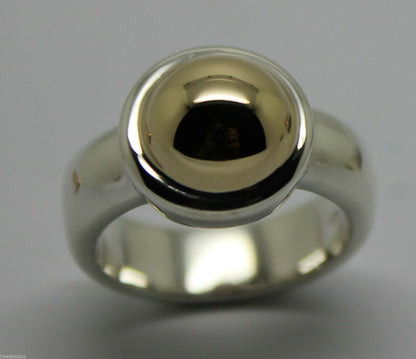 Size M Kaedesigns New Genuine Sterling Silver & 9ct Yellow Gold Half Ball Ring