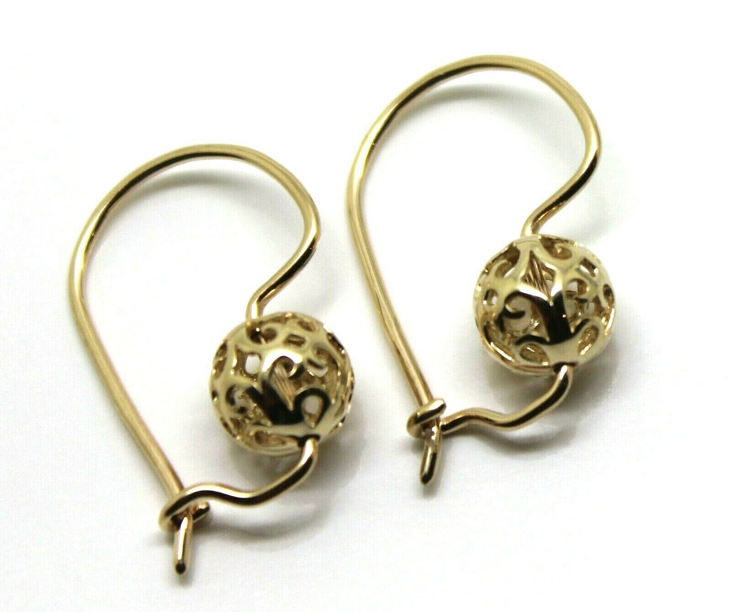 Genuine New 9k 9ct 375 Yellow, Rose and White Gold 8mm Ball Filigree Earrings