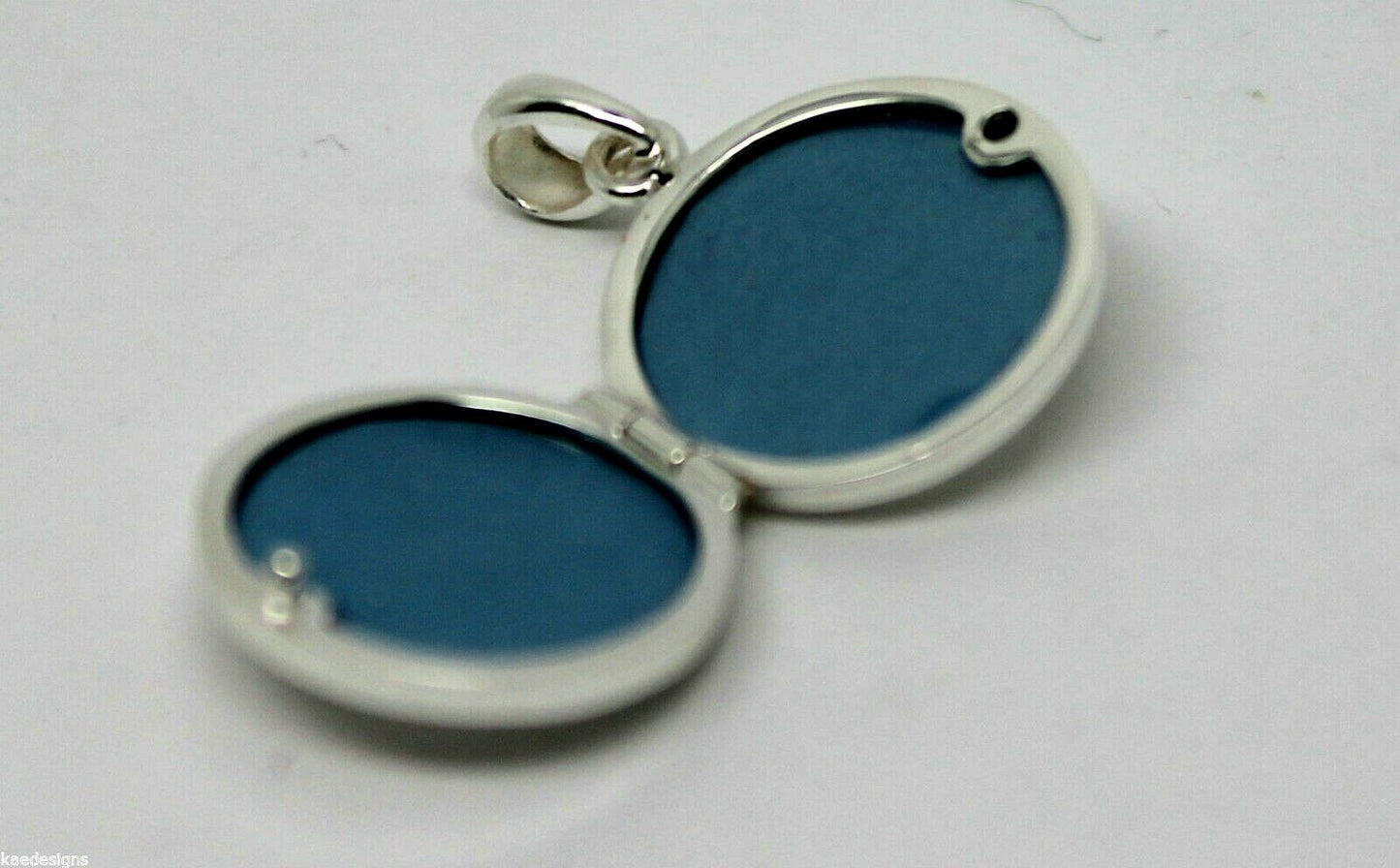 Genuine Sterling Silver 925 Small Flat Round Plain Locket With 2 Photos