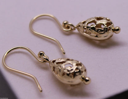 Kaedesigns 9ct 9k 375 Yellow Or White Or Rose Gold Teardrop Filigree Earrings