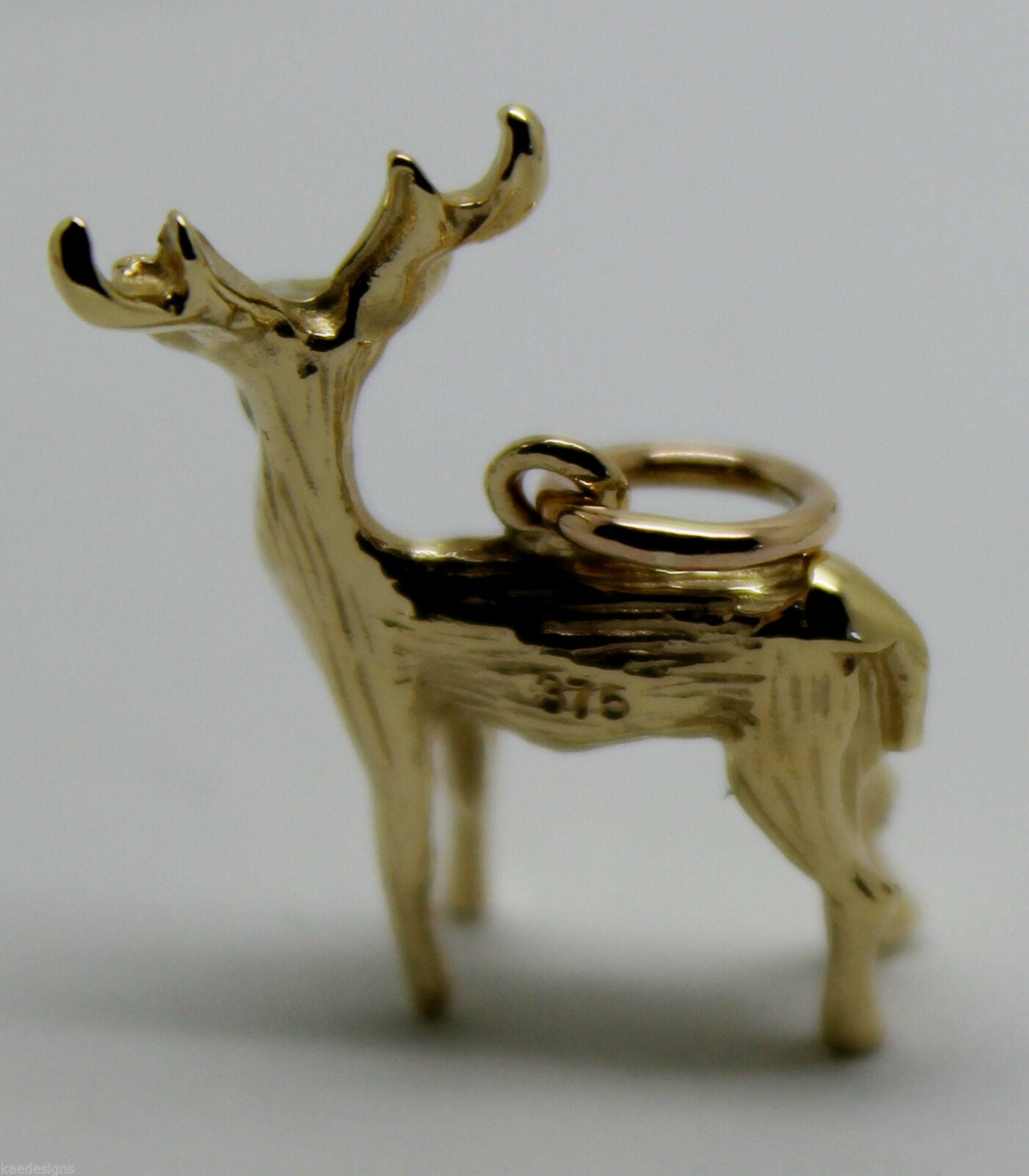 Kaedesigns, 3D 9ct Yellow Or Rose Or White Gold Deer Or Moose Charm Or Pendant