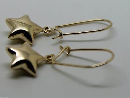 Genuine 9ct 9k 375 Yellow Or White Or Rose Gold Bubble Drop Star Closed Hook Earrings