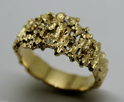 Kaedesigns New Genuine 10ct White or Rose Or Yellow Gold Diamond Nugget Ring