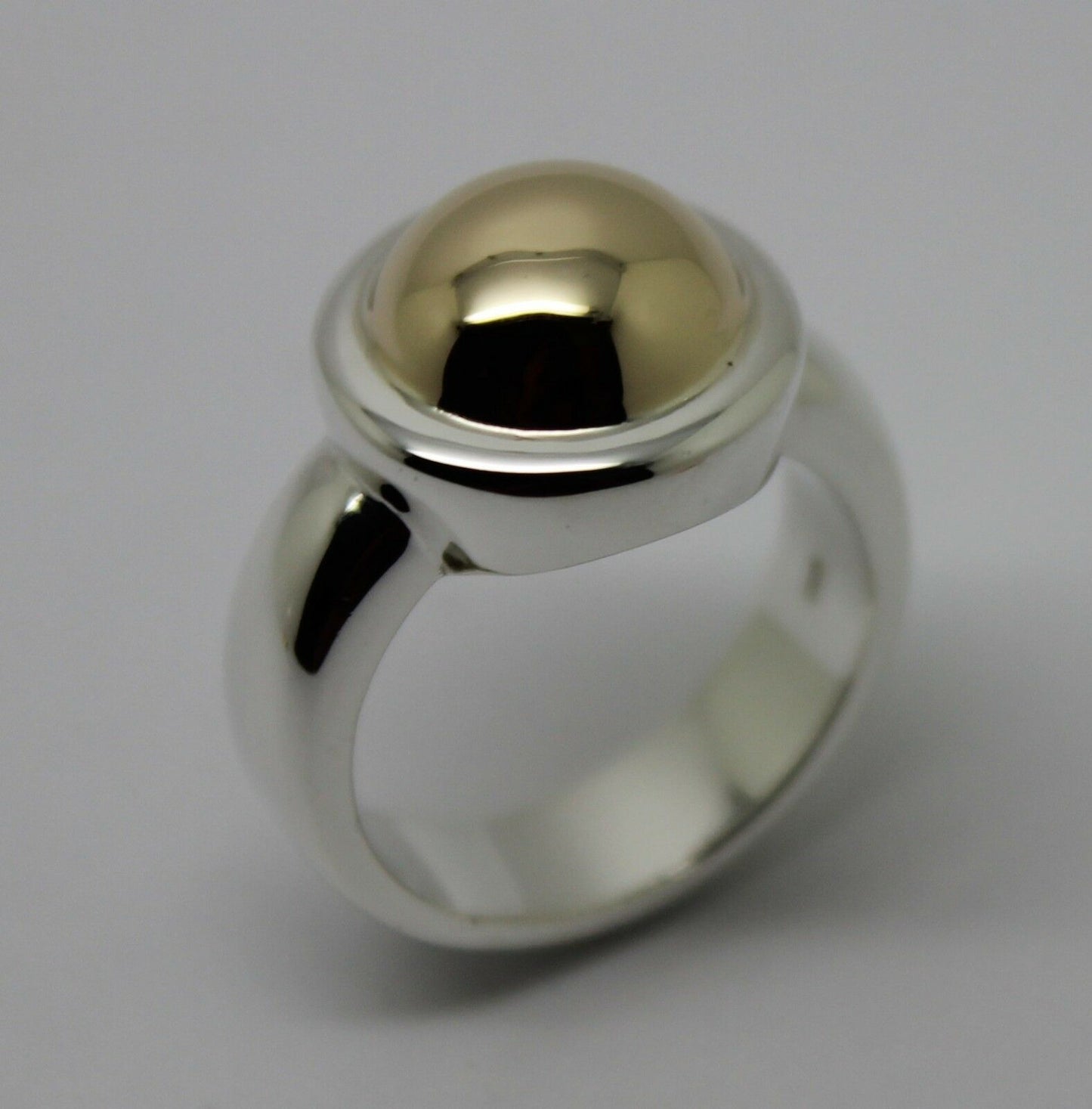 Size M Kaedesigns New Genuine Sterling Silver & 9ct Yellow Gold Half Ball Ring
