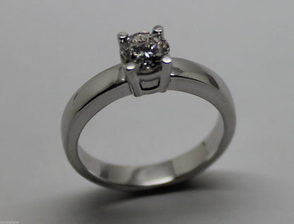 Genuine 18ct 18k Solid White Gold Round Cut Ring Size J 1/2