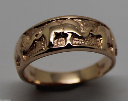 Size K Genuine 9ct 9kt 375 Full Solid Yellow, Rose or White Gold Lucky Elephant Ring 209