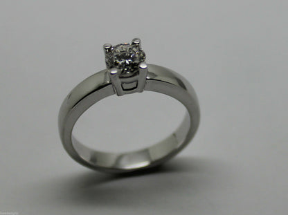 Genuine 18ct 18k Solid White Gold Round Cut Ring Size J 1/2
