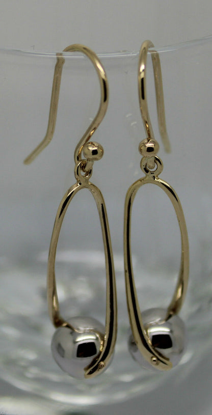 Kaedesigns Genuine 9ct 9kt 375 Yellow & White Gold 8mm Ball Drop Earrings