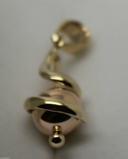 Genuine 9ct 9kt 375 Yellow & Rose Gold 8mm Swirl Ball Pendant