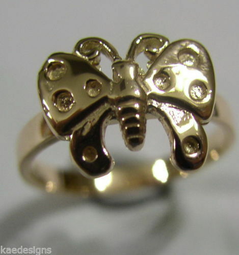 Genuine Solid 9ct White Or Rose Or Yellow Gold Butterfly Ring Choose Size