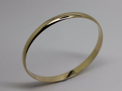 Genuine 9ct 9kt FULL SOLID Heavy Yellow, Rose or White gold 5mm wide half round Bangle 57mm inside diameter