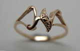 Genuine Delicate 9ct Yellow, Rose or White Gold Initial Ring W