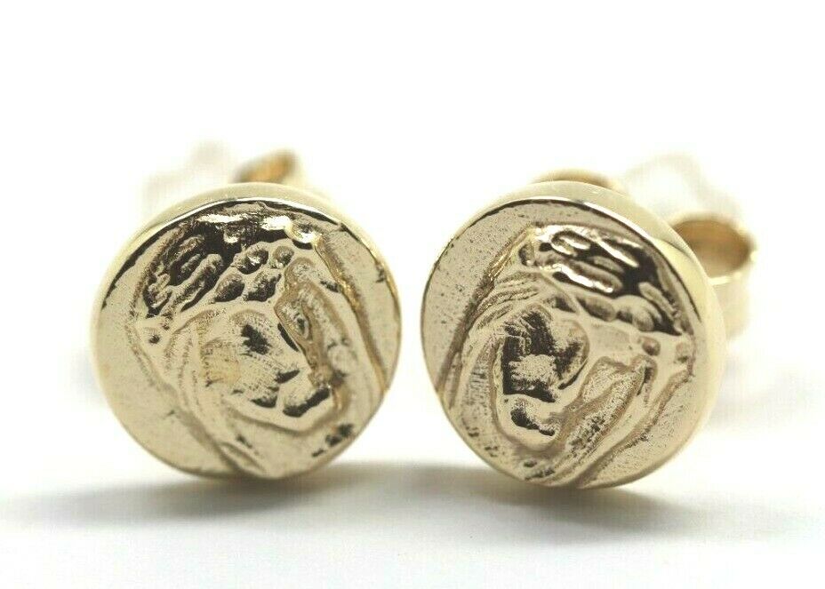Genuine 9ct 9k Yellow Gold 9mm Stud Jesus Religious Earrings
