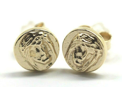 Genuine 9ct 9k Yellow Gold 9mm Stud Jesus Religious Earrings