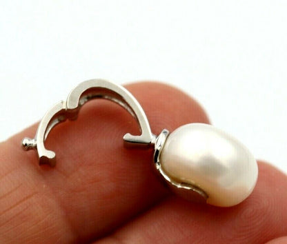 Genuine Sterling Silver 925 Freshwater Cultured Button Pearl Pendant with Enhancer