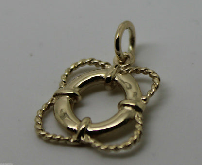 Genuine 9ct 9k 375 Yellow or Rose or White Gold Life Ring Nautical Pendant