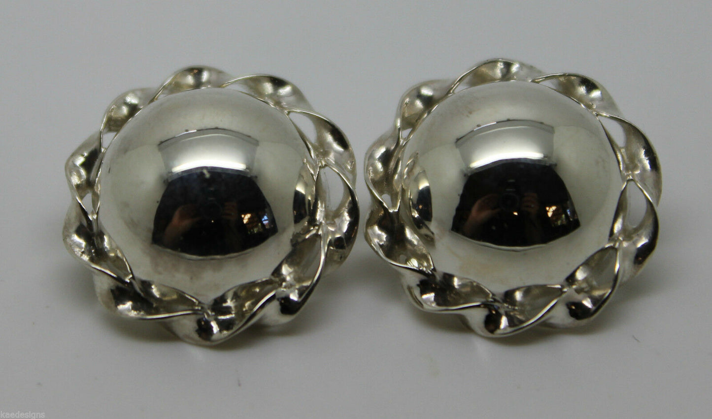 Kaedesigns Sterling Silver 925 Half Large Ball Round Clip On Earrings
