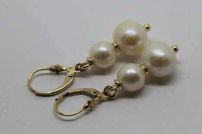 Genuine 9ct 9k 375 Yellow or Rose Gold 6mm & 8mm White Pearl Continental Clip Earrings