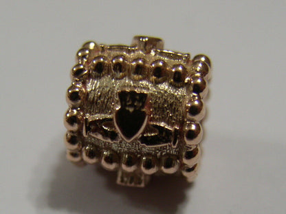 Genuine 9ct Yellow or Rose or White Gold or Silver Celtic Claddagh Charm for Bead Bracelet or Necklace.