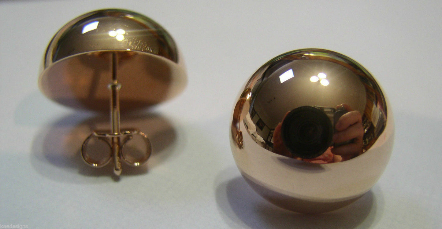 Kaedesigns, 9ct  9k Yellow Or White Or Rose Gold 375 18mm Half Ball Hook Earrings