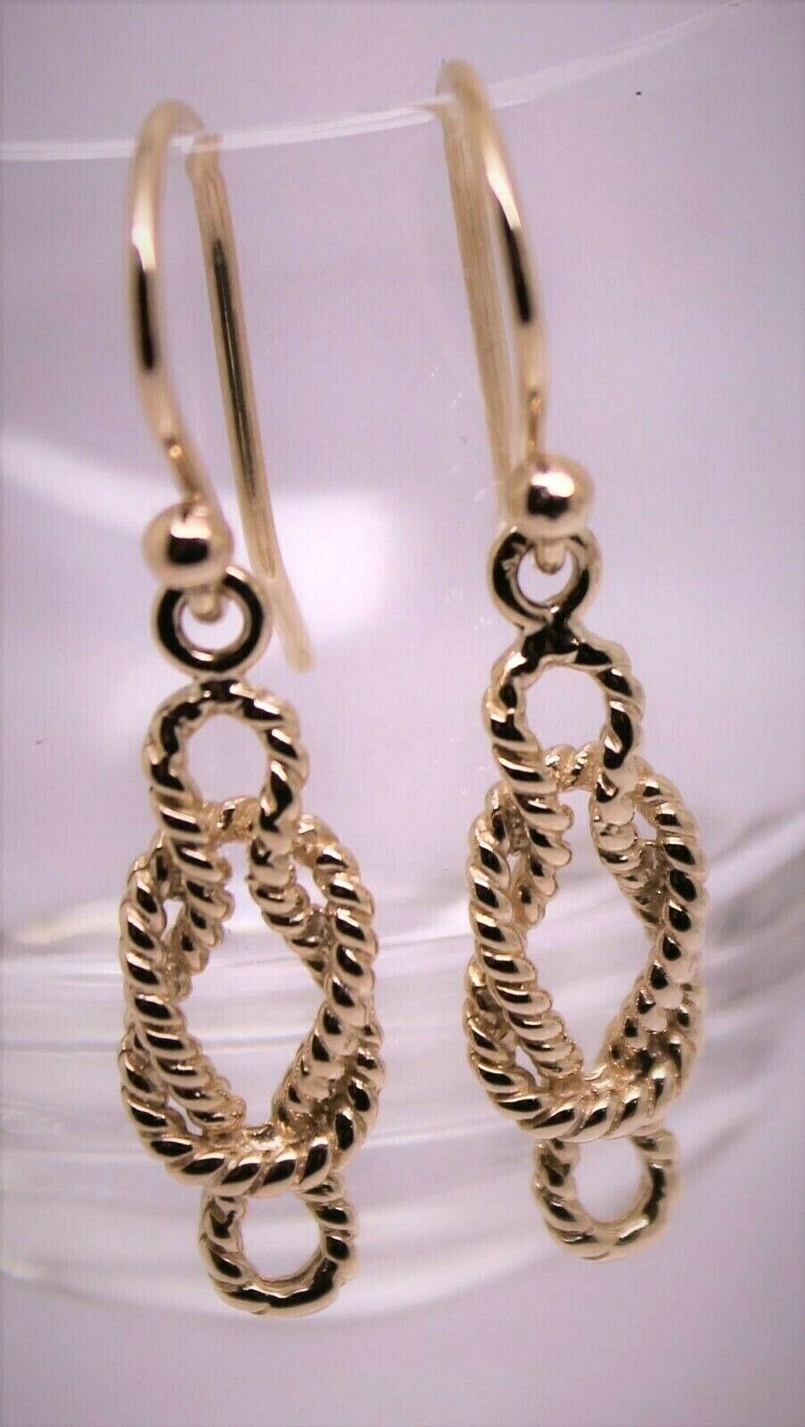 Genuine New 9ct Yellow, Rose or White Gold Swirl Knot Hook Earrings