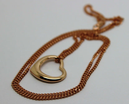 Genuine 9ct 9kt Rose Gold / 375 Belcher Chain Necklace 44cm + Heart Pendant