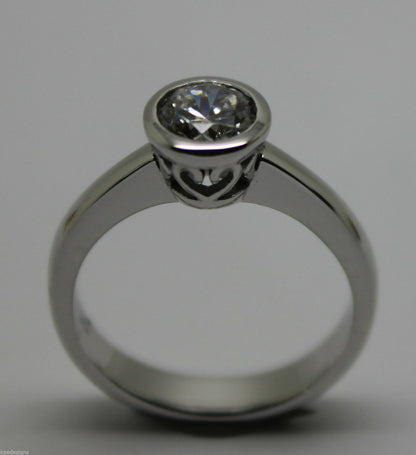 Genuine 9ct 375 Solid White Gold Engagement Ring Cubic Zirconia Size M