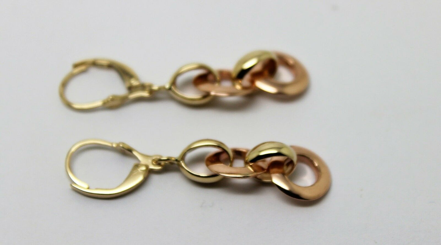 Kaedesigns 9ct Rose & Yellow Gold 10mm Circle Belcher Earrings Continental Hooks