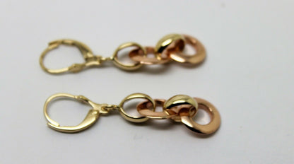 Kaedesigns 9ct Rose & Yellow Gold 10mm Circle Belcher Earrings Continental Hooks