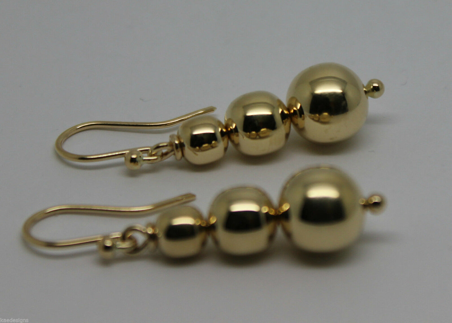 Kaedesigns 9ct 9k 375 Yellow Or White Or Rose Gold 375 Three Ball Drop Ball Earrings