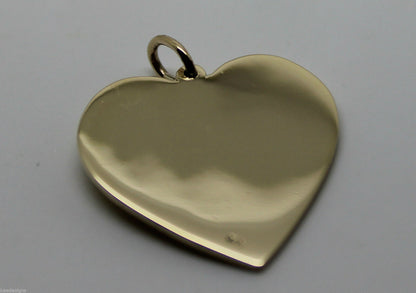 Genuine 375 9ct Yellow Or Rose Or White Gold Large Heart Shield Pendant