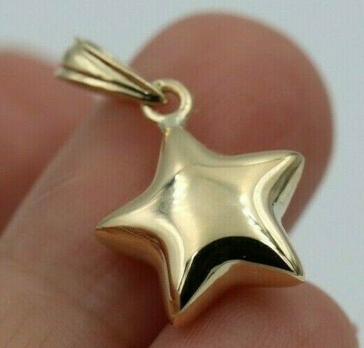 Genuine 9ct 9kt 375 Genuine Yellow, Rose or White Gold Bubble Star Pendant