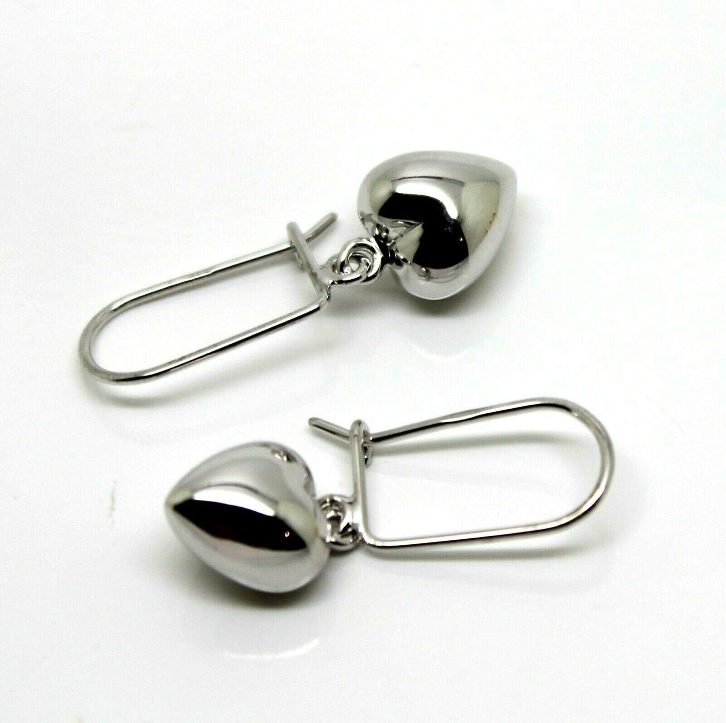 Kaedesigns  9ct Yellow, Rose or  White Gold Dangle Puffed Heart Closed Hooks Earrings