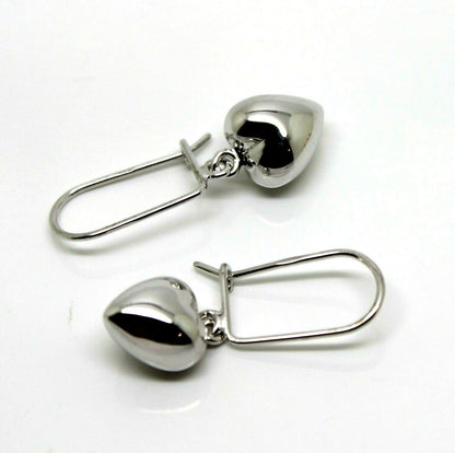 Kaedesigns  9ct Yellow, Rose or  White Gold Dangle Puffed Heart Closed Hooks Earrings