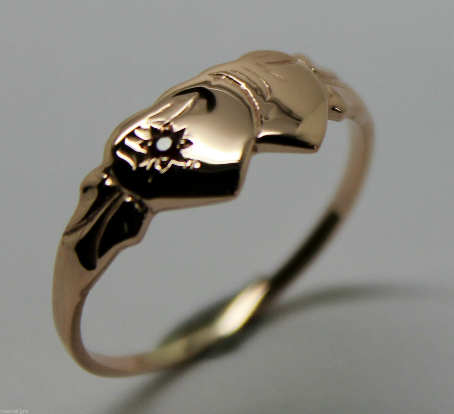 Genuine 9ct 9K Yellow, Rose or White Gold Ruby (Birthstone Of July) Double Heart Signet Ring - Choose your size