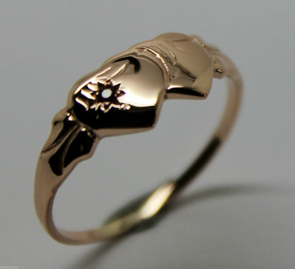 Genuine 9ct 9K Yellow, Rose or White Gold Ruby (Birthstone Of July) Double Heart Signet Ring - Choose your size
