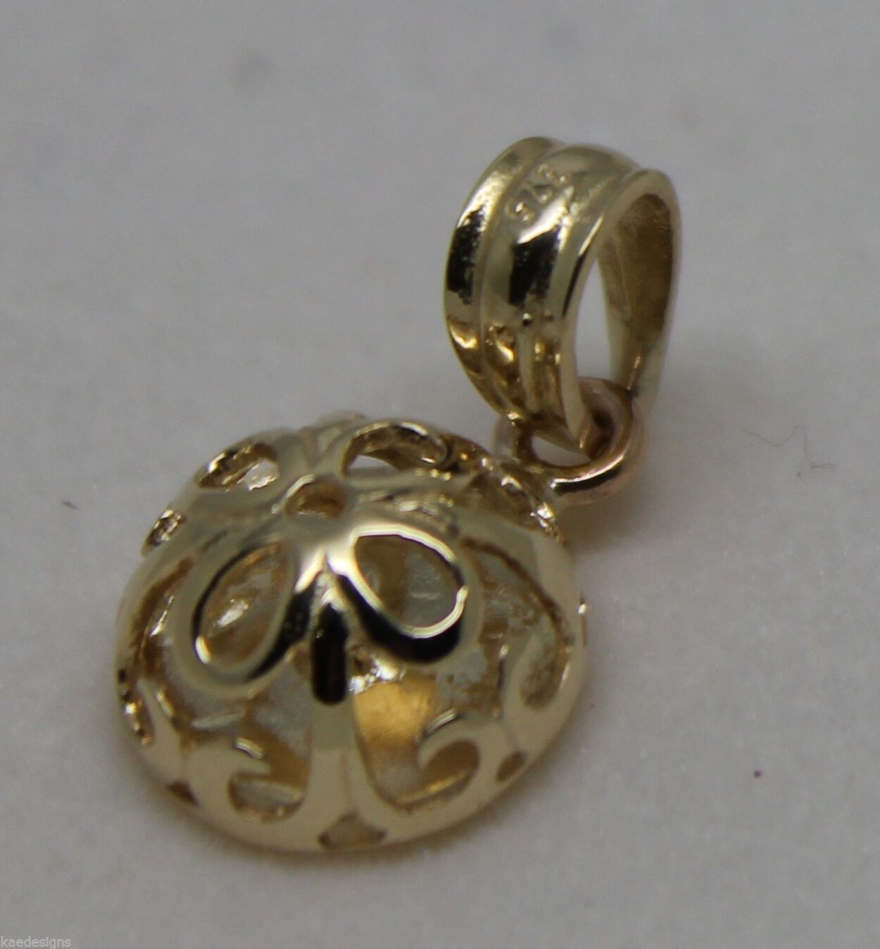 Genuine Solid 9ct Yellow Or Rose Or White Gold Half Ball Filigree Flower Pendant