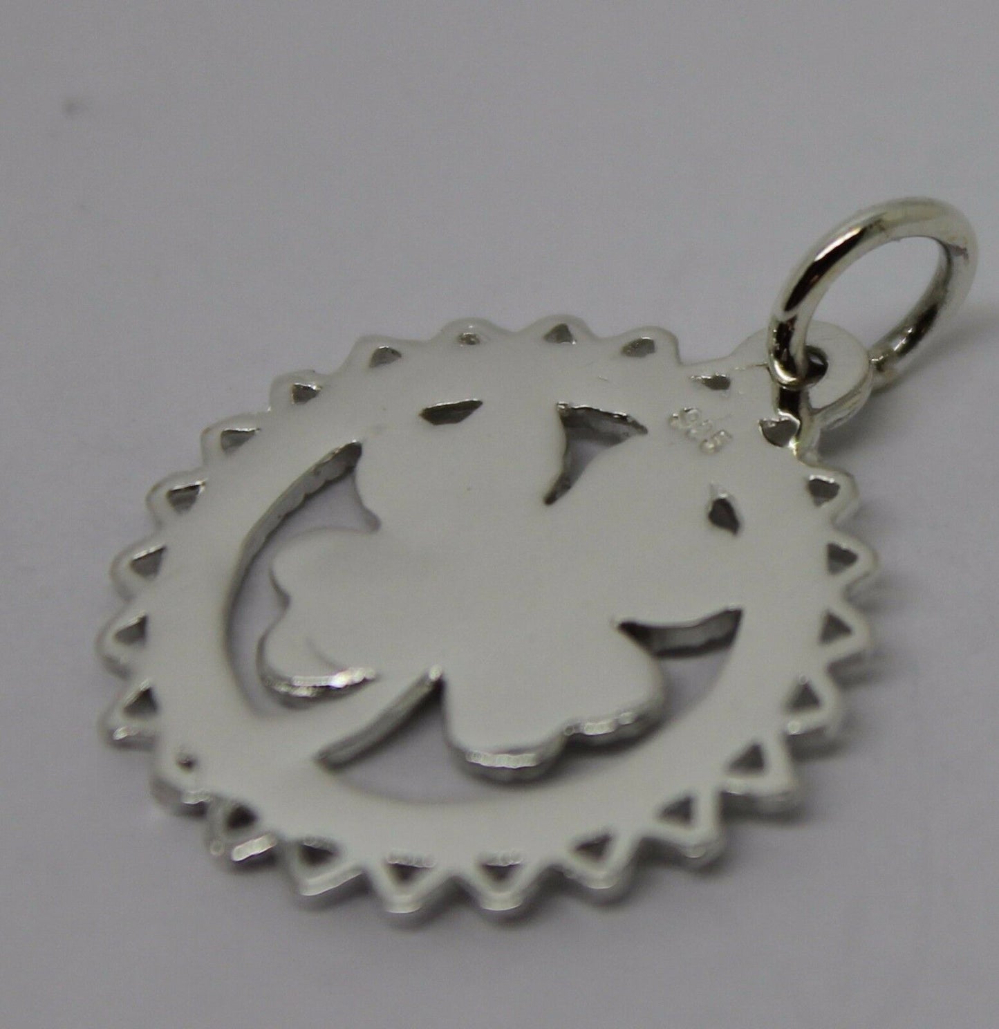 Genuine Sterling Silver 925 or Yellow or Rose Gold Plated Four Leaf Clover Pendant