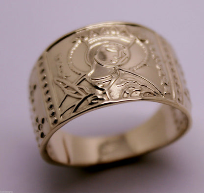 Genuine Solid 14kt 14ct 585 White Or Rose Or Yellow Gold St Saint Catherine Ring