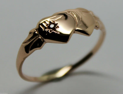 Genuine 9ct 9K Yellow, Rose or White Gold Ruby (Birthstone Of July) Double Heart Signet Ring - Choose your size