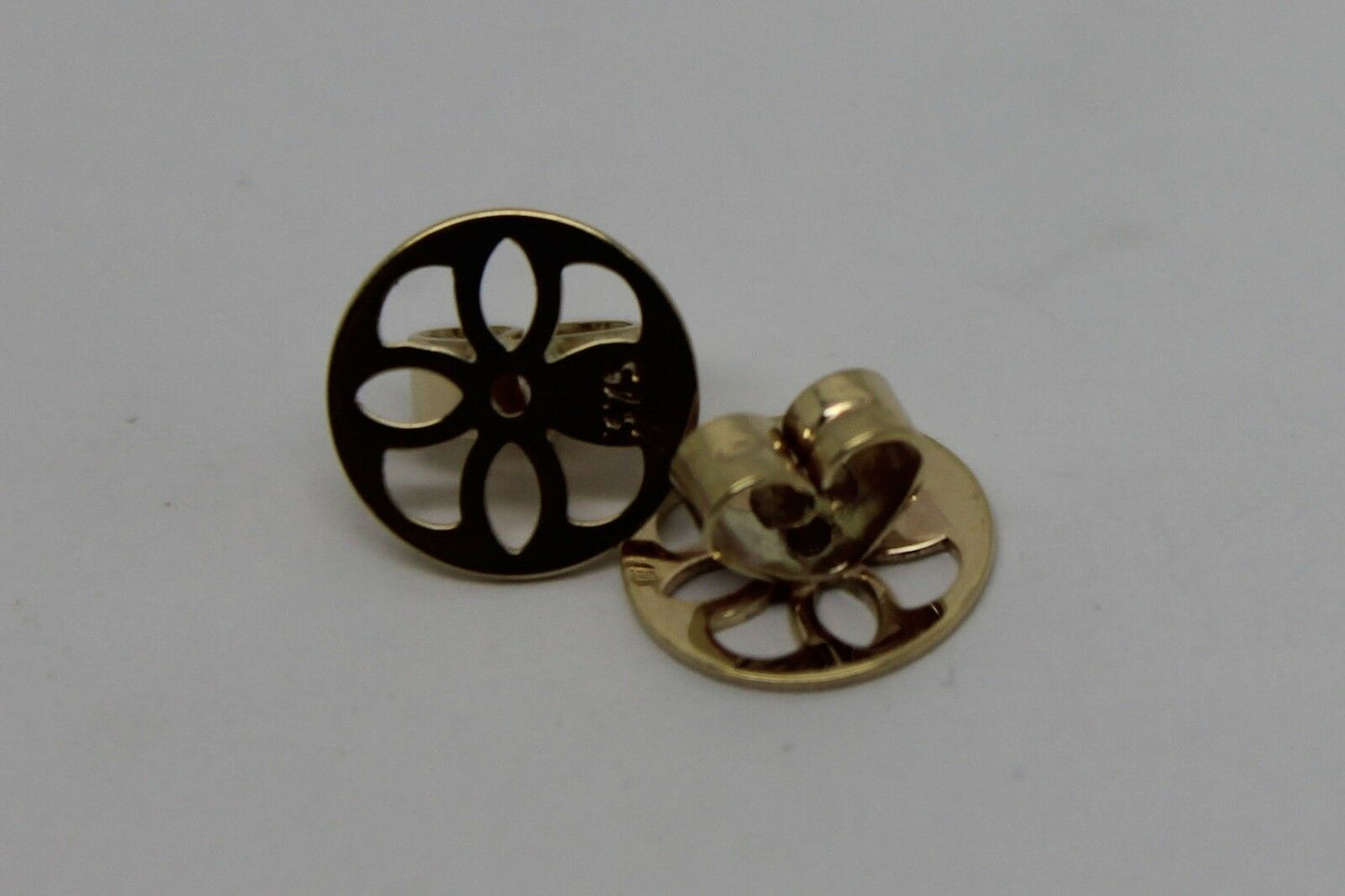 Genuine 9ct or 18ct Yellow or White Gold Filigree Disc Earrings Butterfly Backs