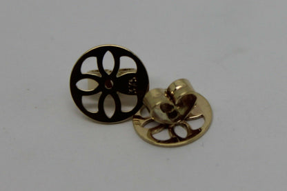 Genuine 9ct or 18ct Yellow or White Gold Filigree Disc Earrings Butterfly Backs