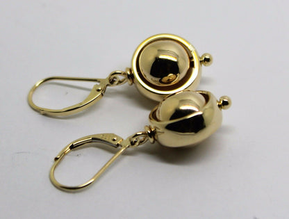 Heavy 9ct 9k 375 Yellow, Rose or White Gold Continental Hooks 10mm Ball Spinning Belcher Earrings