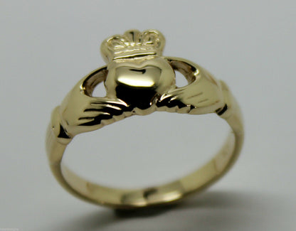 Genuine 9ct 375 Solid Yellow, Rose or White Gold Claddagh Celtic Friendship Ring In Your (Sizes L to S)