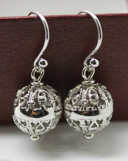 Kaedesigns Genuine 9kt 9ct 375 Yellow, Rose or White Gold 12mm Euro Ball Drop Filigree Earrings