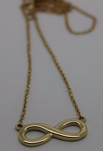 Kaedesigns 9ct 9k 375 Solid Yellow Gold Infinity Long 56cm Belcher Necklace