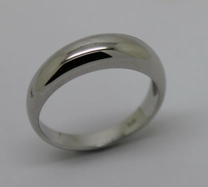 Size P Genuine 9ct White Gold Full Solid 5mm Dome Ring