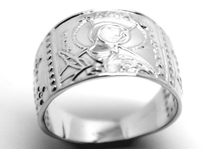 Genuine Solid 14kt 14ct 585 White Or Rose Or Yellow Gold St Saint Catherine Ring